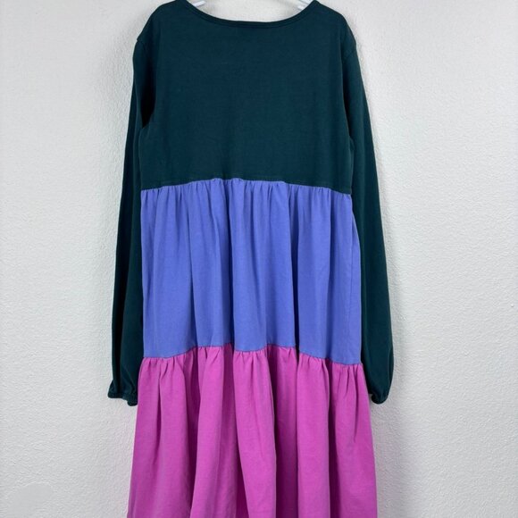 Hanna Andersson girls 150cm 12 colorblock twirl power long sleeve cotton dress - Picture 6 of 8